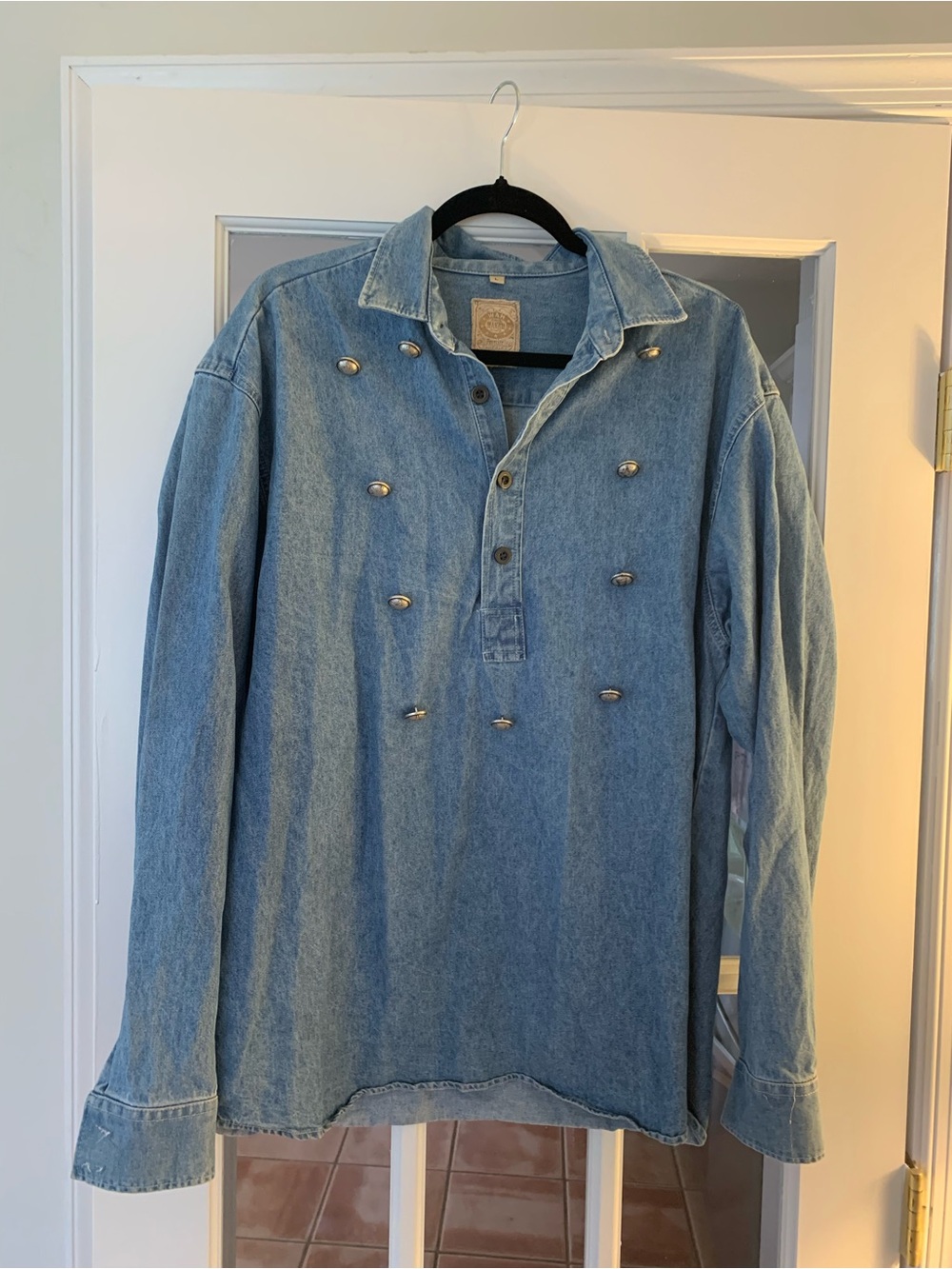 Vintage 100% cotton denim western shirt women’s size L coastal cowgirl